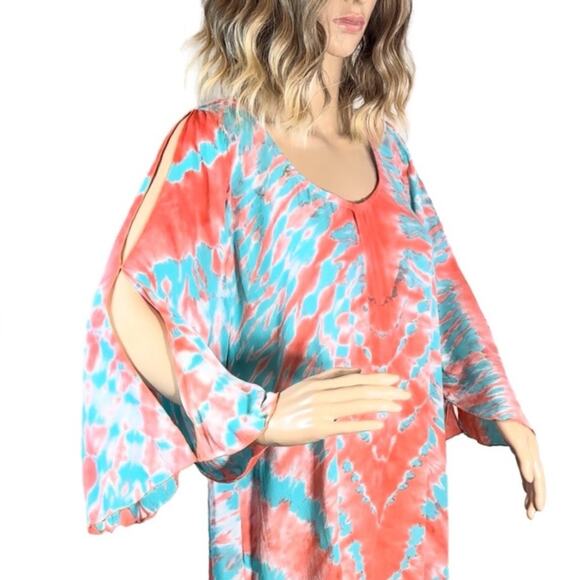 Pineapples Designed In Hawaii Bright Colored Split Sleeve Cover Up SZ L $60 - Picture 12 of 12